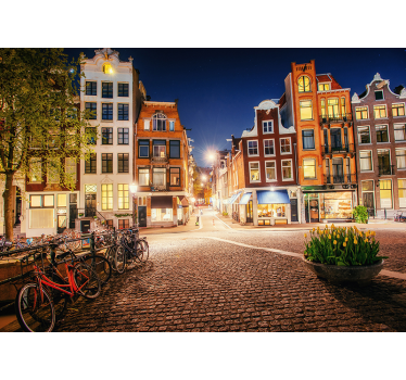 Amsterdam wall mural charming amsterdam street - TenStickers