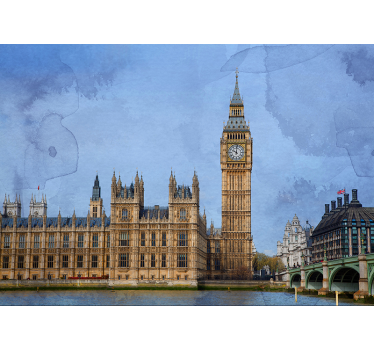Thames river and Big Ben  london skyline mural - TenStickers