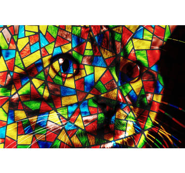 Cat on stained glass wall mural - TenStickers