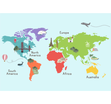 World map mural world map illustration - TenStickers