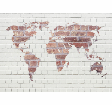 World map mural world map brick - TenStickers