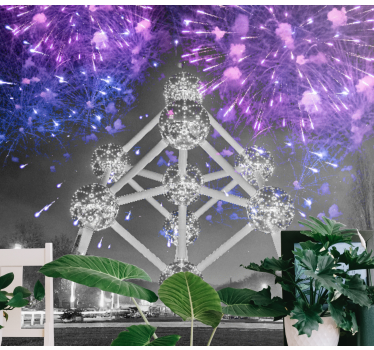 Atomium Fireworks Display city wall mural - TenStickers