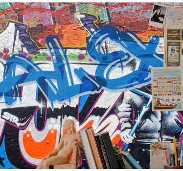 Brick wall and coloured graffiti wall murals for teenage bedrooms - TenStickers