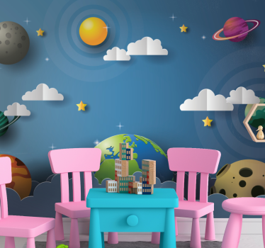 Cartoon planets in line Children Wall Murals - TenStickers