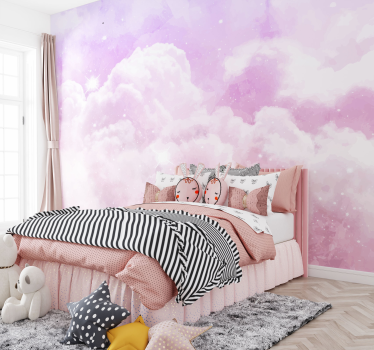 Purple sky Children's wallpaper - TenStickers