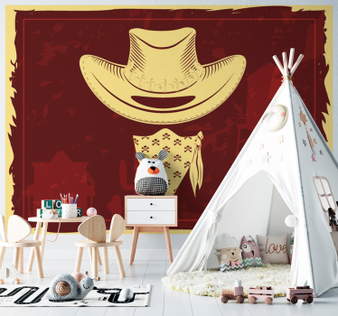 Kids wall mural cowboy hat and bandana design - TenStickers