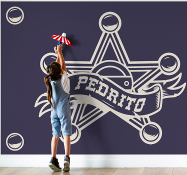 Kids wall mural custom sheriff badge design - TenStickers