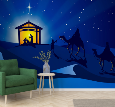 Cute children's christmas scene winter wonderland wall mural - TenStickers
