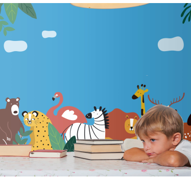 Different animals mural wallpaper - TenStickers