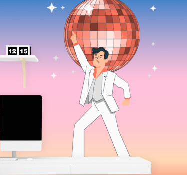 Disco ball illustration with colors  wall murals - TenStickers