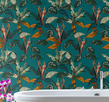 Flower mural exotic leaf arrangement - TenStickers