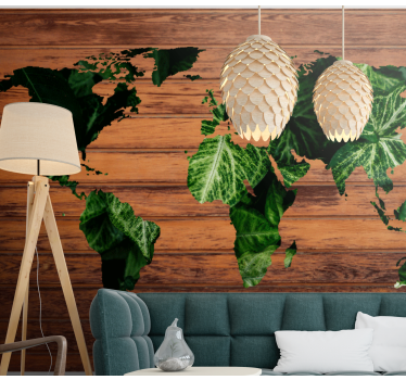 Global Map Foliage world map mural - TenStickers