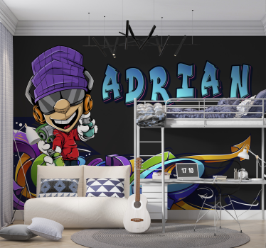 Graffiti and young boy wall mural - TenStickers