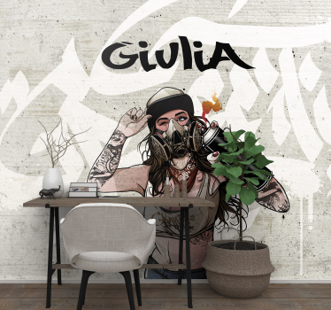 graffiti woman backround with name custom murals - TenStickers