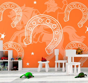 Horseshoe vintage photo wallpaper - TenStickers