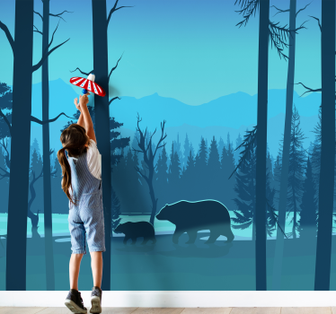 Kids mountains and bears mural - TenStickers