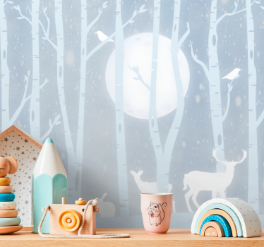 Kids wall mural deer and moon design - TenStickers