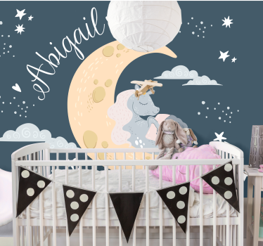 Kids wall mural dreaming unicorn night - TenStickers