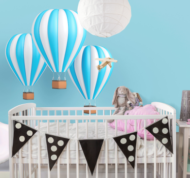 Kids wall mural skyward hot air balloons - TenStickers