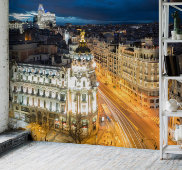 Madrid wall mural madrid night view - TenStickers