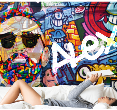 Man with a beard and monsters wall murals for teenage bedrooms - TenStickers