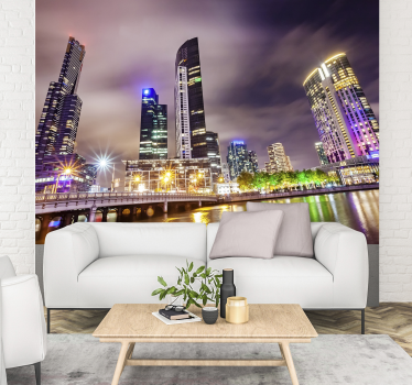 Melbourne downtown night Wall Murals for Bedrooms - TenStickers