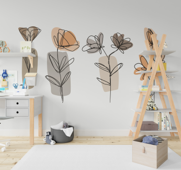 Minimalistic Flowers Wall Mural Art - TenStickers
