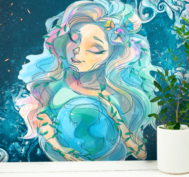 Mother Earth in space mural wallpaper - TenStickers