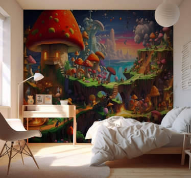 Mushroom world teenage wall mural - TenStickers
