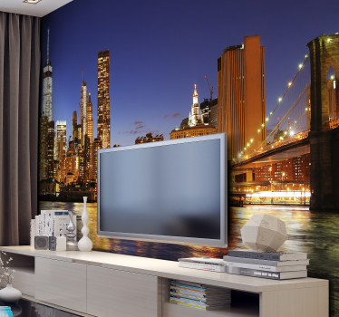 New York Manhattan at dawn skyline wall mural - TenStickers