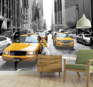 New York Taxi New York skyline wall mural - TenStickers