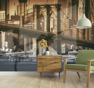 New york wall mural brooklyn bridge aerial view - TenStickers