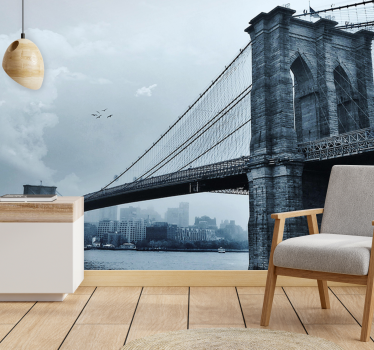 New york wall mural brooklyn bridge view - TenStickers