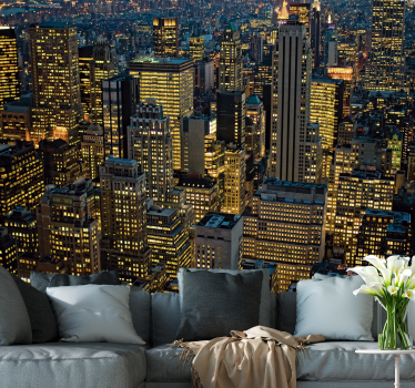New york wall mural city skyline at night - TenStickers