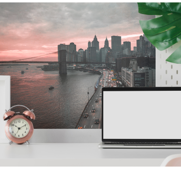 New york wall mural urban manhattan skyline - TenStickers