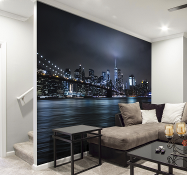 Night skyline new york skyline wall mural - TenStickers