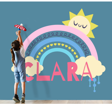 Personalised rainbow wall murals for teenage bedrooms - TenStickers
