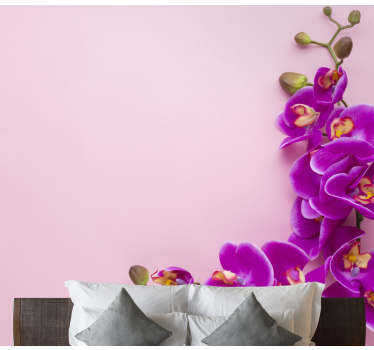 Pink background with Orchid mural - TenStickers