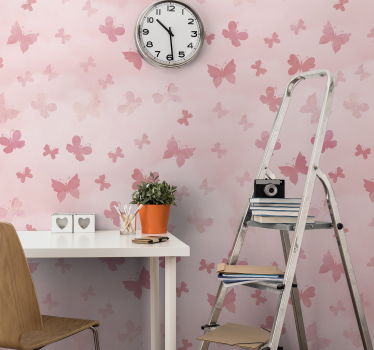 Pink butterflies pink mural wallpaper - TenStickers