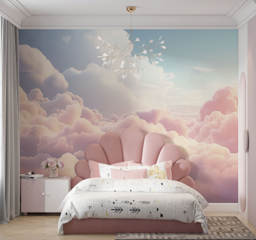 Cloudy pink sky Children's wallpaper - TenStickers
