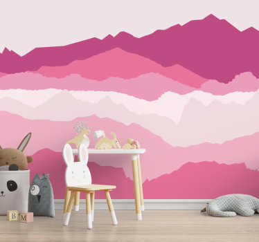 Pink mountains mountain mural - TenStickers