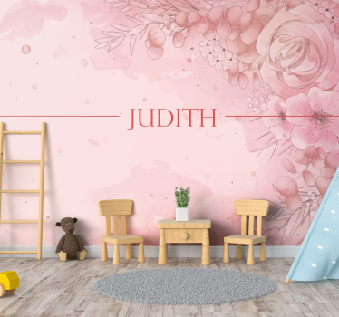 Pink personalised floral custom murals - TenStickers
