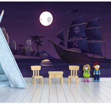 Pirate ship at night Children´s Wall Murals - TenStickers