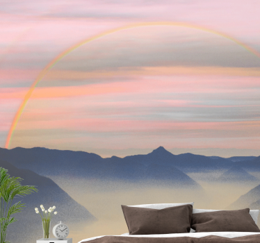 Rainbow with mountain landscape wall murals for teenage bedrooms - TenStickers
