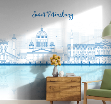 Saint Petersburg Skyline mural wallpaper - TenStickers