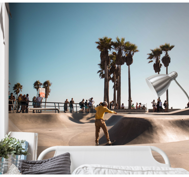 Skate palm tree road mural wallpaper - TenStickers