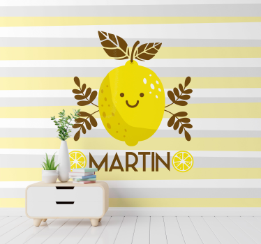 Kids wall mural smiling lemon decor - TenStickers