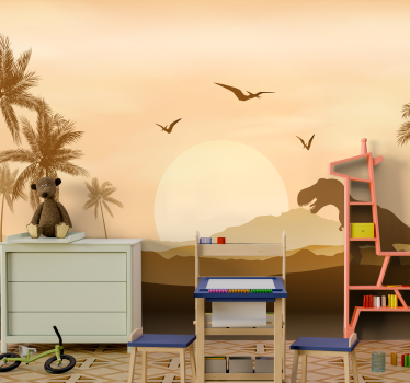 T-Rex in Sunset mural wallpaper - TenStickers