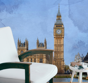 Thames river and Big Ben  london skyline mural - TenStickers