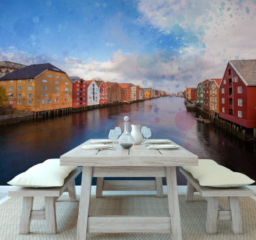 Tondheim's river  mural wallpaper - TenStickers